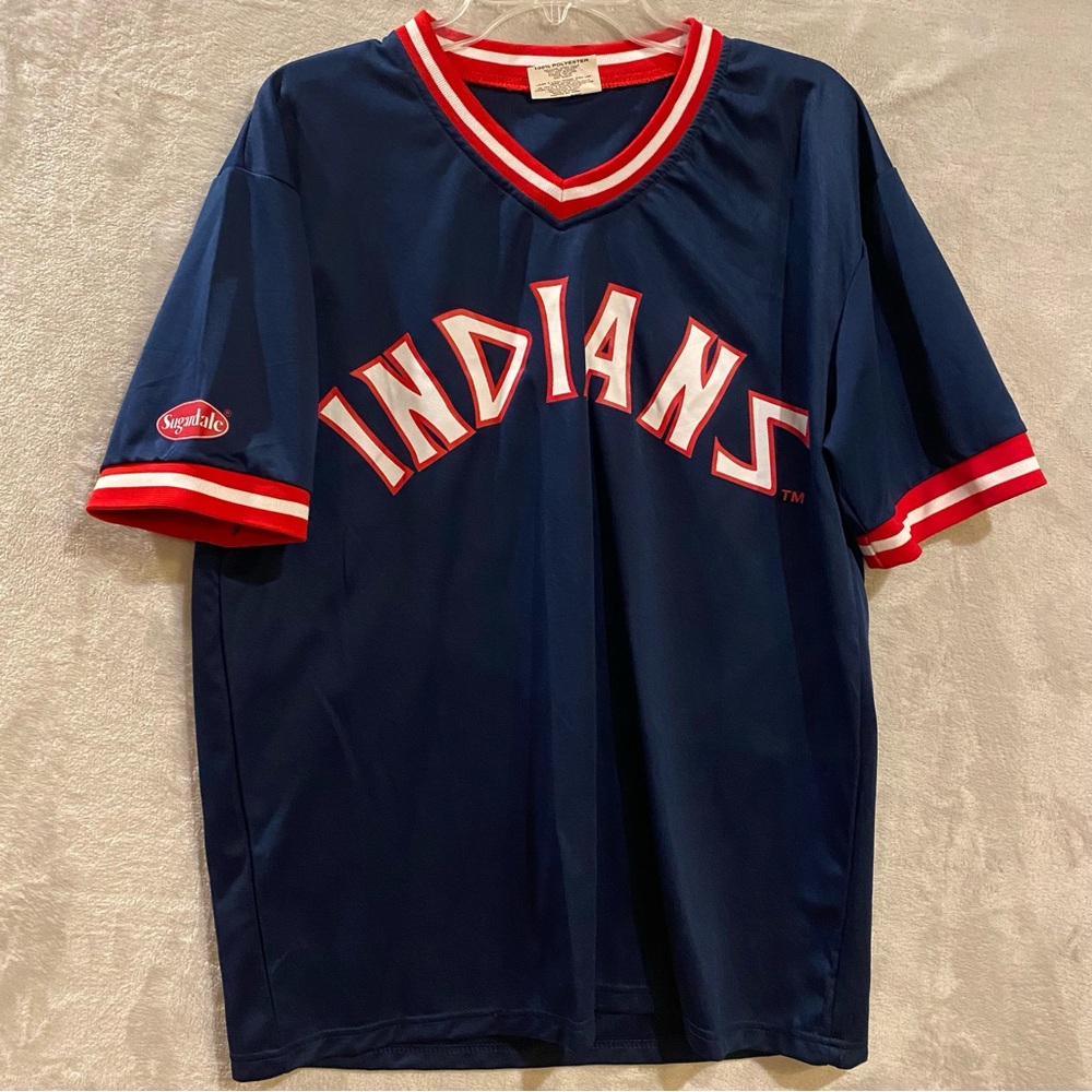 Cleveland Indians Shirt Men's XL Blue Vneck Pullover Sugardale Stadium Promo